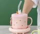 Чашка с трубочкой, крышкой на подставке Зайка с подогревом от 220в Pink 2493973243 фото 2