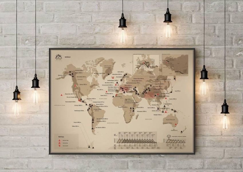 Скретч-карта гірських вершин "World", англійська KUL-WORLD фото
