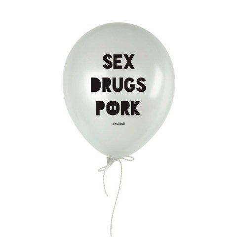 Кулька надувна "Sex Drugs Pork", Білий, White, англійська HK-shar-31 фото