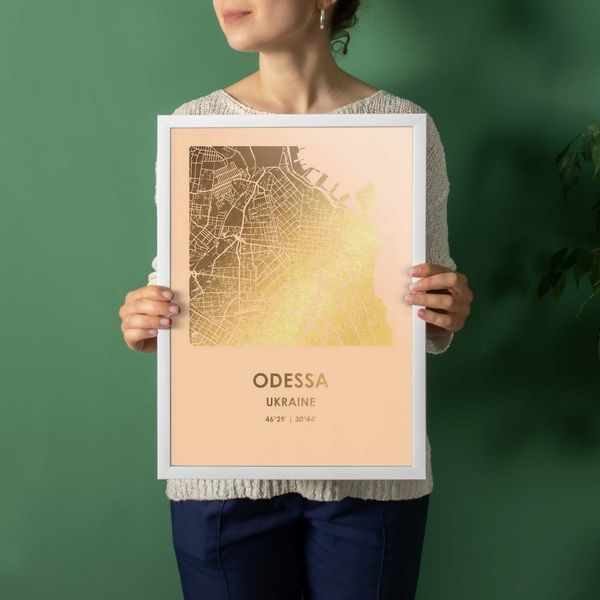 Постер "Одесса / Odessa" фольгированный А3, gold-nude, gold-nude, английский BD-pl-38 фото