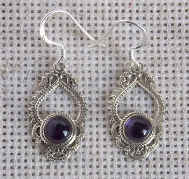 Серебряные серьги с аметистом 63436781 фото