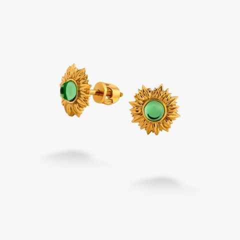 Пусеты Подсолнух Peridot Gold 212-SG18-5199s фото