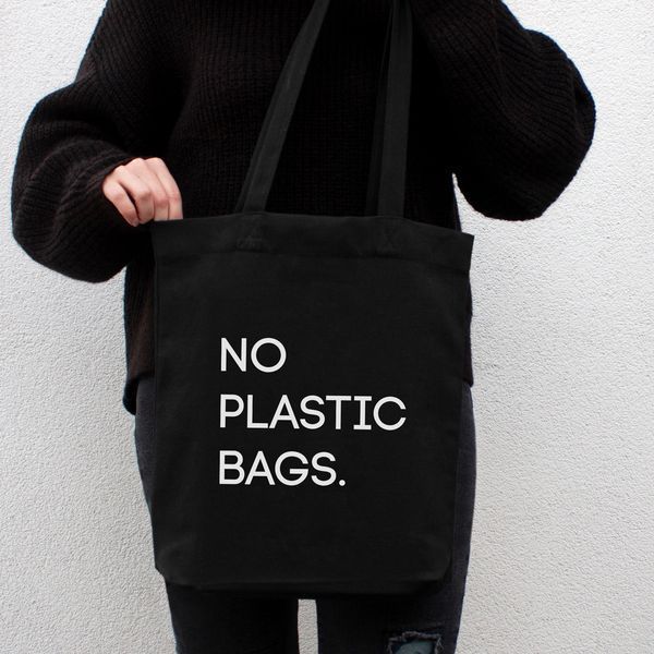 Экосумка "No plastic bags", Черный, английский 2603860736 фото