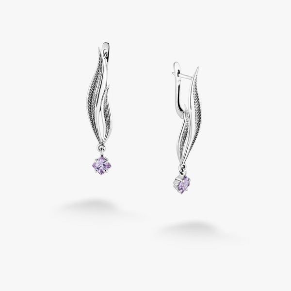 Сережки срібні Вербочка Lavender 925 Zirkon 2461139322 фото