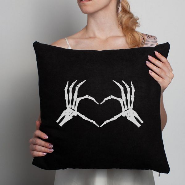 Подушка "Skeleton heart", Чорний 2603864223 фото