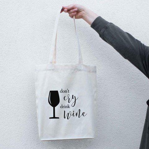 Экосумка шоппер "Don`t cry drink wine", Бежевый, английский 2603895617 фото