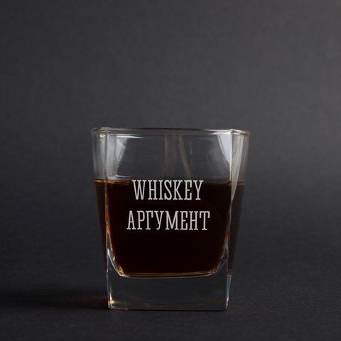 Стакан для віскі "WHISKEY АРГУМЕНТ", Дерев'яна подарункова коробка 2603810683 фото