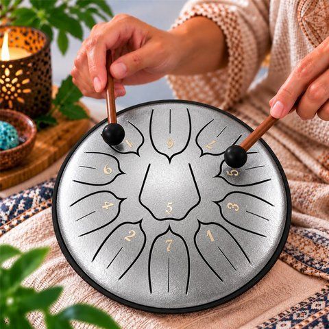 Глюкофон "Happy Drum" 11 нот колір Сріблясто-білий 3205805901 фото