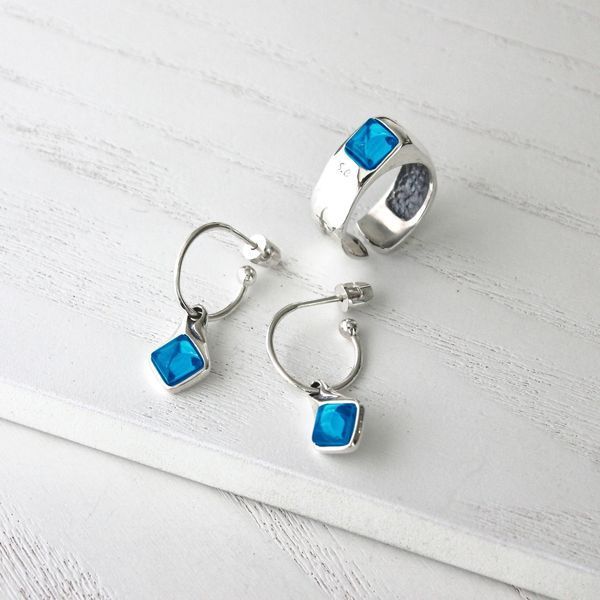 Сережки Мерехтіння dark aquamarine 925 26-11104S05-5032s фото