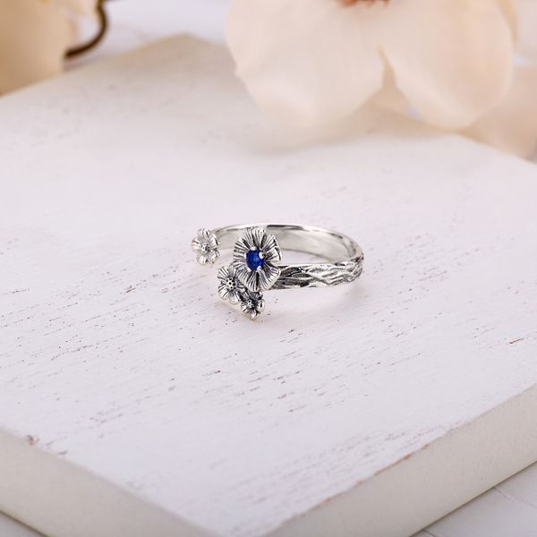 Кольцо серебряное разъемное Барвинок Sapphire 925 Zirkon 17.5-18 размер 2911958453 фото