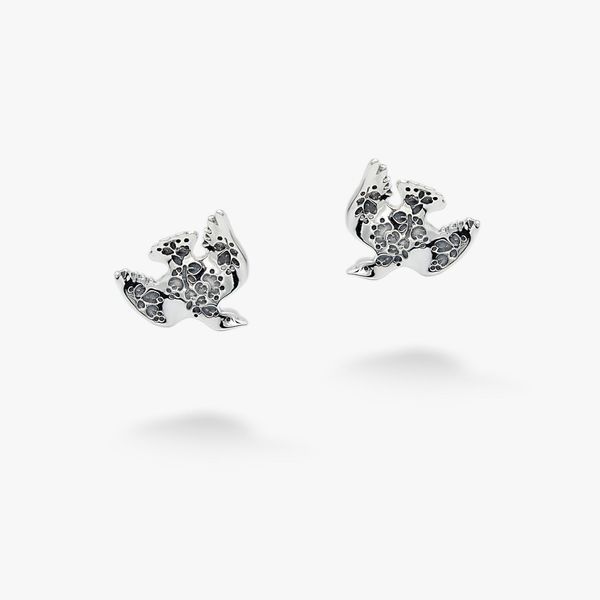 Сережки пусети етнічні срібні з птахами Голубки mini 925 56-11504S-5015s фото