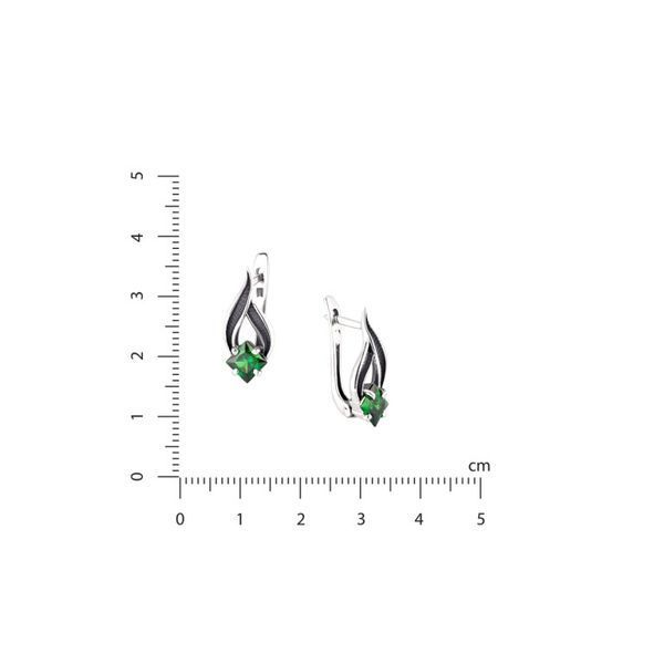 Сережки срібні Листячок Вербочки із зеленим камінням Emerald 925 Zirkon 248-S04-5155s фото