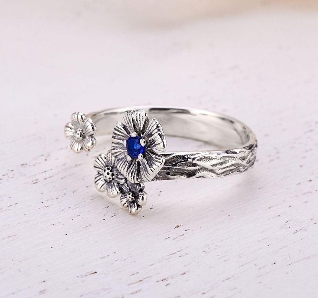 Кольцо серебряное разъемное Барвинок Sapphire 925 Zirkon 17.5-18 размер 2911958453 фото