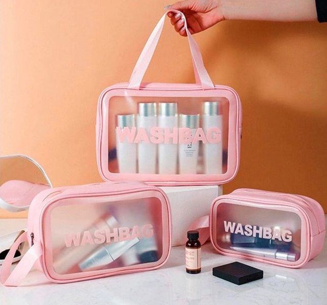 Набор прозрачных сумок-косметичек Washbag Pink 30см 26см 20см 2693441678 фото