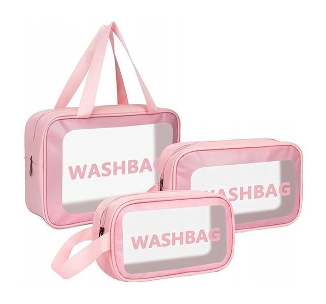 Набор прозрачных сумок-косметичек Washbag Pink 30см 26см 20см 2693441678 фото