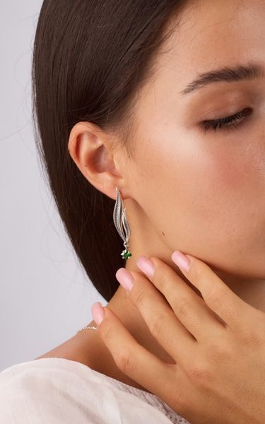 Серьги серебряные Вербочка Emerald 925 Zirkon 249-S04-5234s фото