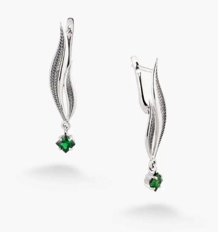 Серьги серебряные Вербочка Emerald 925 Zirkon 249-S04-5234s фото