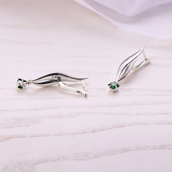 Серьги серебряные Вербочка Emerald 925 Zirkon 249-S04-5234s фото
