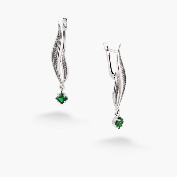 Серьги серебряные Вербочка Emerald 925 Zirkon 249-S04-5234s фото