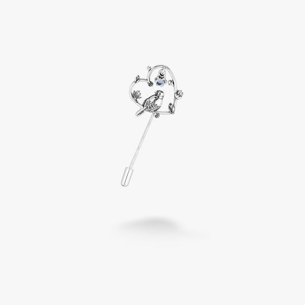 Брошь-игла серебряная Соловейко Голубой Топаз 925 Zirkon 2461139324 фото