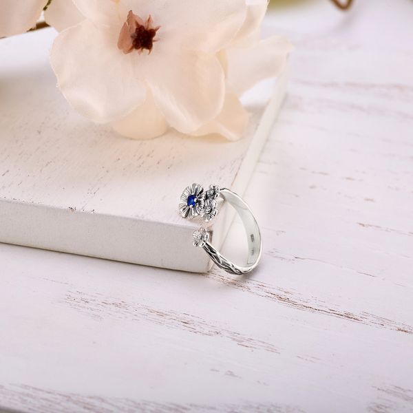 Кольцо серебряное разъемное Барвинок Sapphire 925 Zirkon 16.5-17 размер 2911958454 фото