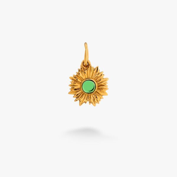 Кулон серебряный Подсолнух с зеленым камнем Peridot Gold 221-SG18-5203k фото