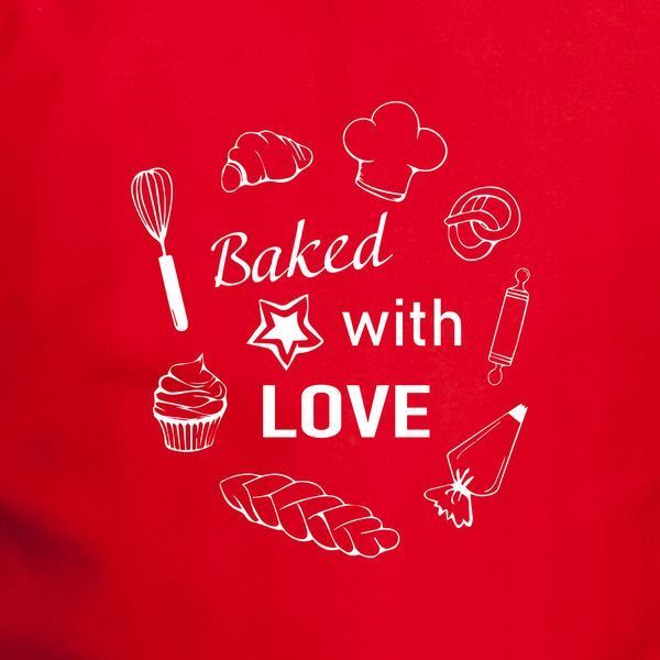 Фартух "Baked with love", Червоний, Red, англійська BD-ff-122 фото