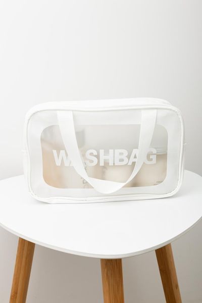 Прозрачная сумка-косметичка c ручками Washbag White 25см 2694612101 фото