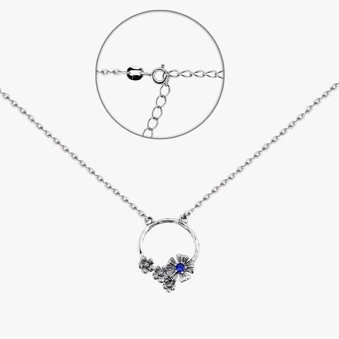 Колье серебряное Барвинок Sapphire 925 Zirkon 40см+5см 2911958455 фото