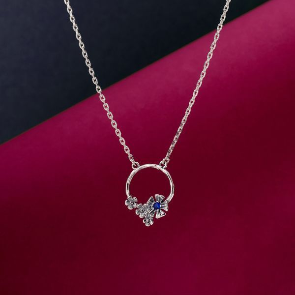 Колье серебряное Барвинок Sapphire 925 Zirkon 40см+5см 2911958455 фото