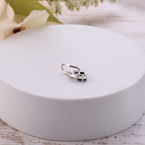 Серебряный кулон Листочек Вербочки с зеленым камнем Emerald 925 Zirkon 251-S04-5170p фото