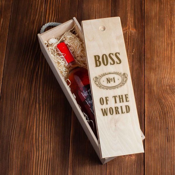 Коробка для бутылки вина "Boss №1 of the world" подарочная, англійська BD-box-102 фото