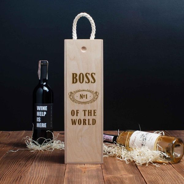 Коробка для бутылки вина "Boss №1 of the world" подарочная, англійська BD-box-102 фото