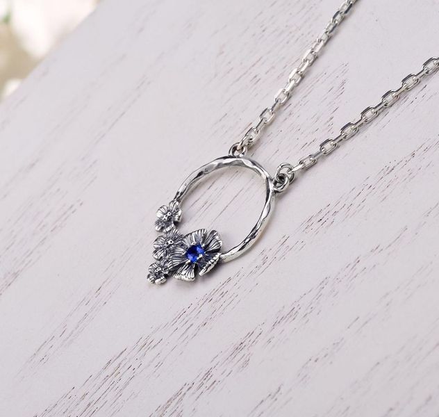 Колье серебряное Барвинок Sapphire 925 Zirkon 40см+5см 2911958455 фото