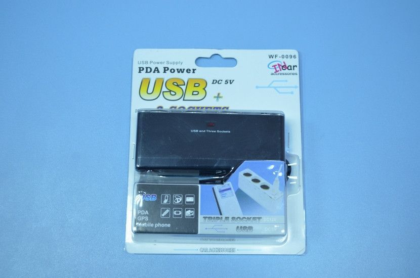Разветвитель прикуривателя на 3 гнезда с USB 100396 фото