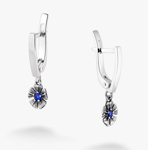 Серьги серебряные Барвинок Sapphire 925 Zirkon 2911958460 фото