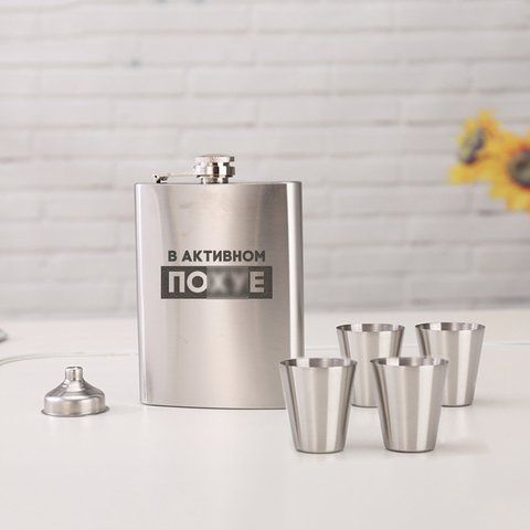 Набір фляга з чарками "В активном пох*е", російська BD-FLASK-75 фото