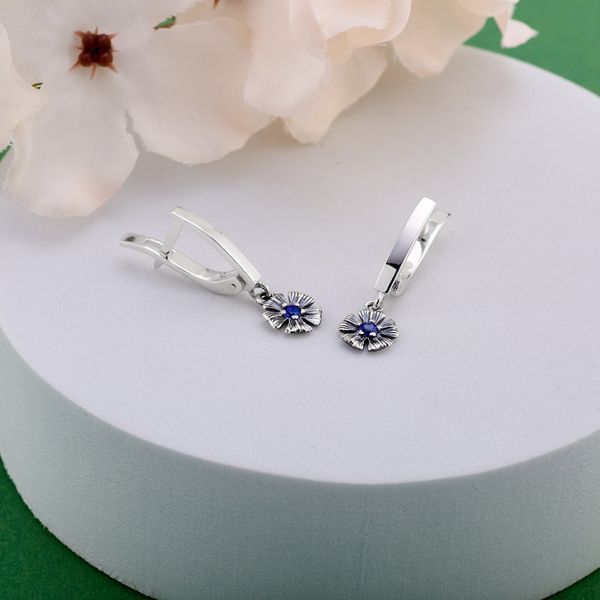 Серьги серебряные Барвинок Sapphire 925 Zirkon 2911958460 фото