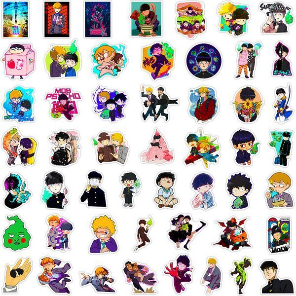 Стикерпак Набор наклеек GeekLand Моб Психо 100 Mob psycho 100 50 штук 2881874316 фото