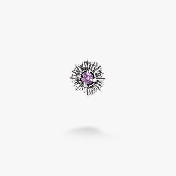 Срібна брошка значок у формі квітки Соняшник Amethyst 925 Zirkon 263-S23-5194b фото