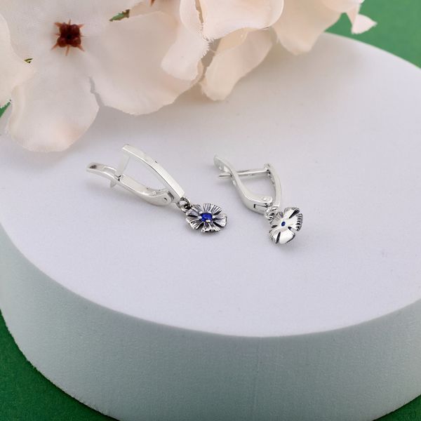 Серьги серебряные Барвинок Sapphire 925 Zirkon 2911958460 фото