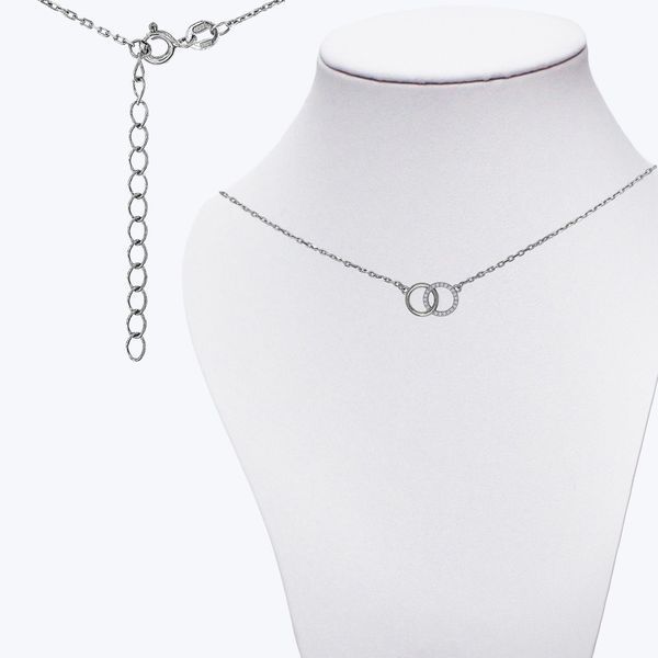 Кольє ланцюжок з фіанітами срібне Разом Rhodium 925 40см+5см 5215-01SR-754-1 фото