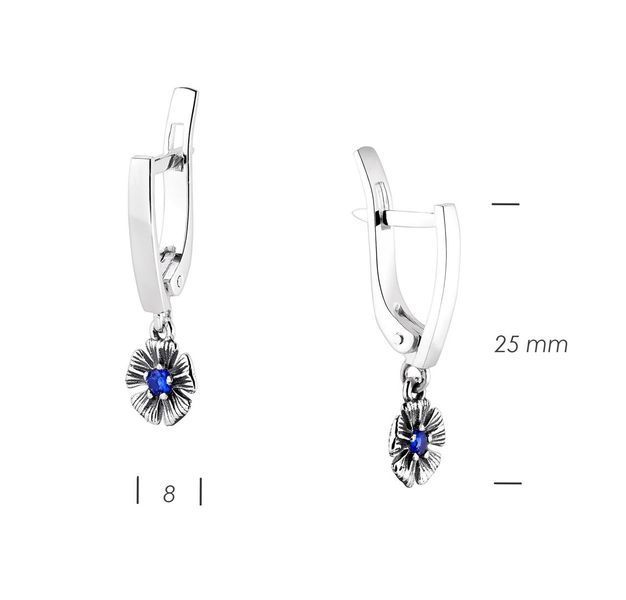 Серьги серебряные Барвинок Sapphire 925 Zirkon 2911958460 фото