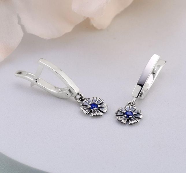 Серьги серебряные Барвинок Sapphire 925 Zirkon 2911958460 фото