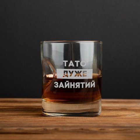Склянка з кулею "Тато дужок зайчик" для віскі в дерев'яній подарунковій коробці 2603809004 фото