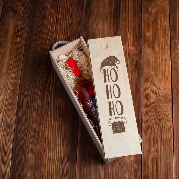 Коробка для вина на одну бутылку "Ho Ho Ho", англійська BD-box-19 фото