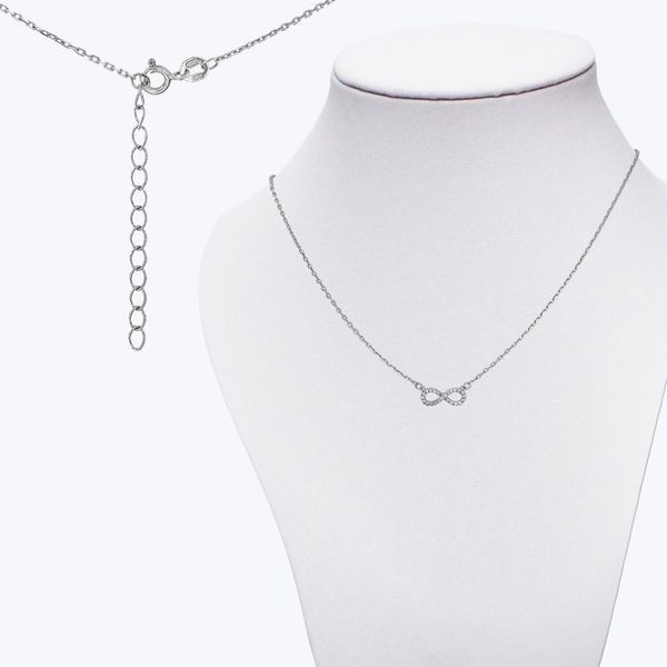 Кольє срібне з фіанітами Нескінченність Rhodium 925 40 см + 5 см 5213-01SR-597-1 фото