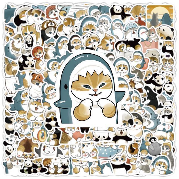 Стікерпак Котики Акули Набір наклейок GeekLand Cats Shark 100 штук 2881874853 фото