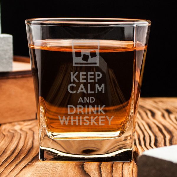 Склянка для віскі "Keep calm and drink whiskey", англійська, Крафтова коробка 2603860868 фото