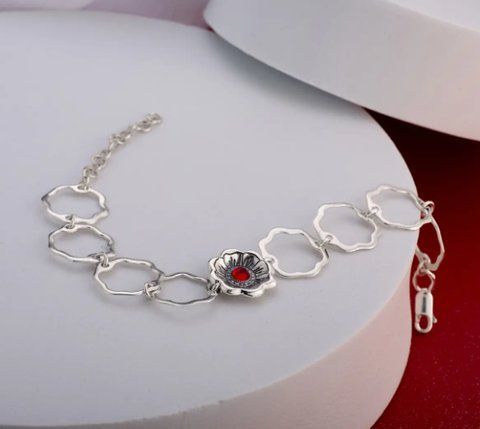 Браслет цепочка серебряный с цветком Калачик 925 17 см+4 см 194-S08-5183-9b фото